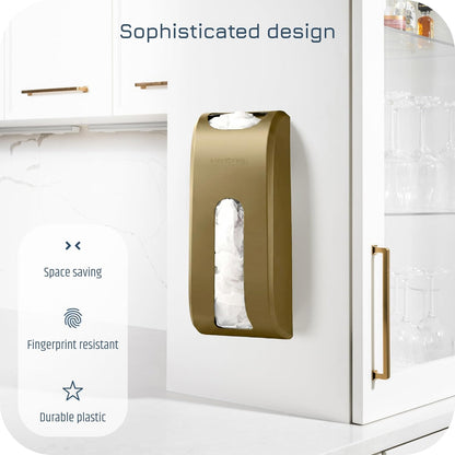 Plastic Bag Holder | UPGRADED Wall-Mount Grocery Bag Dispenser | Space-Saving Design | Easy Install | Smudge-Proof, Fingerprint-Resistant | Silver | Holds the Most Bags for Maximum Storage