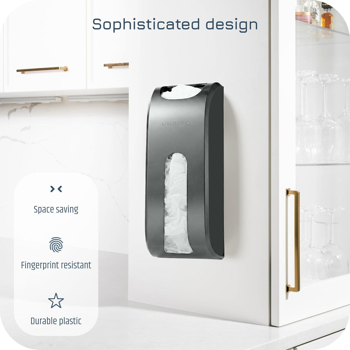 Plastic Bag Holder | UPGRADED Wall-Mount Grocery Bag Dispenser | Space-Saving Design | Easy Install | Smudge-Proof, Fingerprint-Resistant | Silver | Holds the Most Bags for Maximum Storage