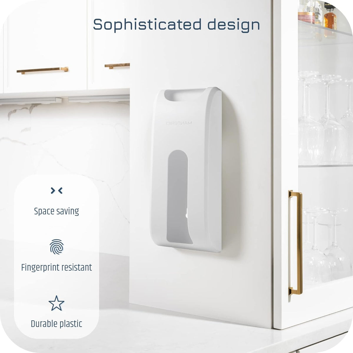 Plastic Bag Holder | UPGRADED Wall-Mount Grocery Bag Dispenser | Space-Saving Design | Easy Install | Smudge-Proof, Fingerprint-Resistant | Silver | Holds the Most Bags for Maximum Storage
