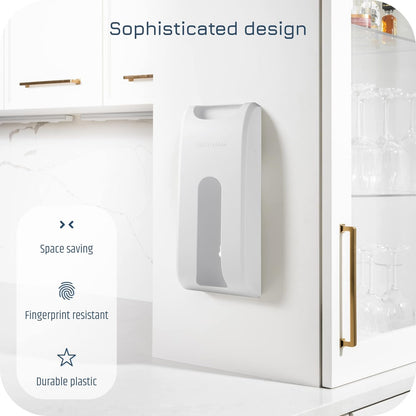Plastic Bag Holder | UPGRADED Wall-Mount Grocery Bag Dispenser | Space-Saving Design | Easy Install | Smudge-Proof, Fingerprint-Resistant | Silver | Holds the Most Bags for Maximum Storage