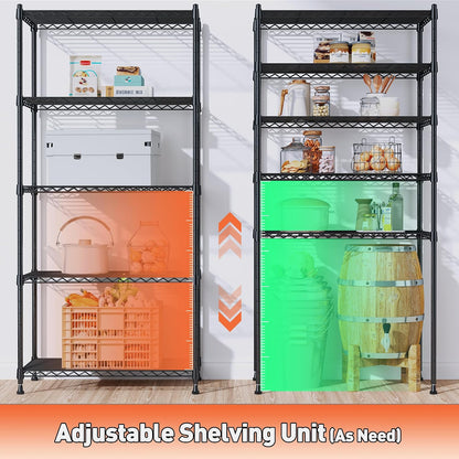 Heavy Duty 6-Tier Rolling Storage Shelves with Wheels for Garage