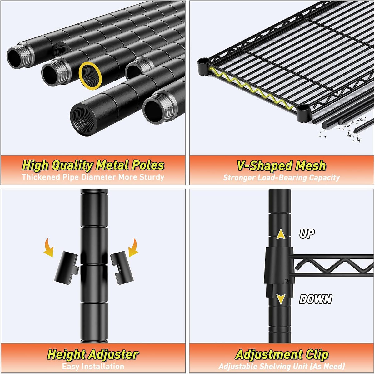 Heavy Duty 6-Tier Rolling Storage Shelves with Wheels for Garage