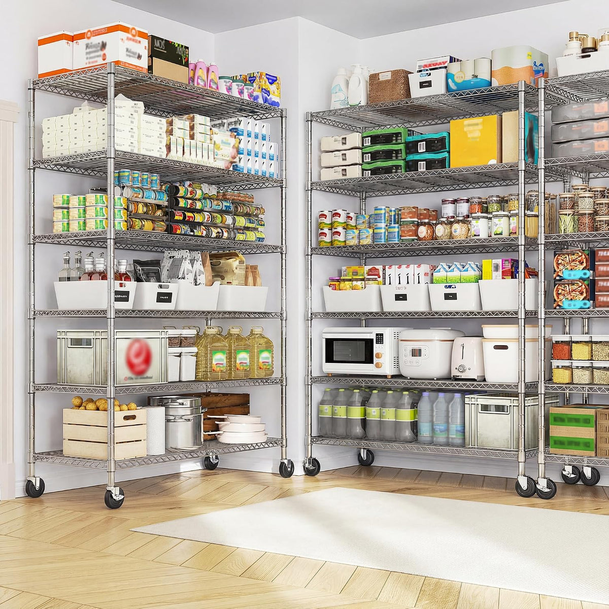 Heavy Duty 6-Tier Rolling Storage Shelves with Wheels for Garage