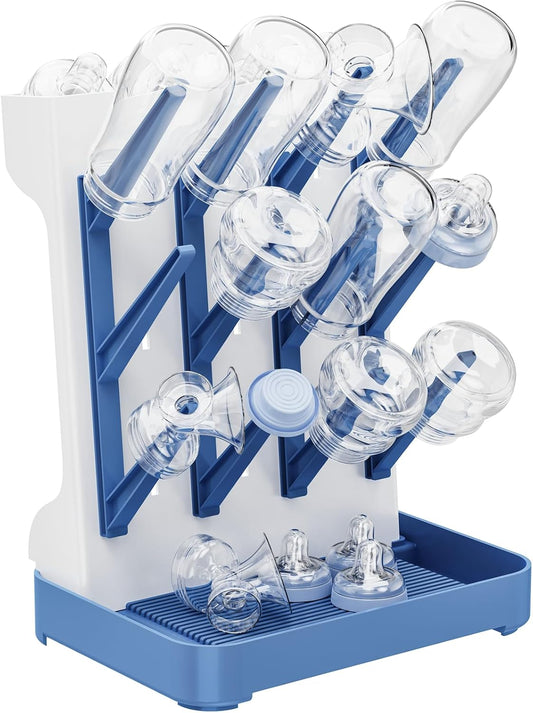 Baby Bottle Drying Rack, Space Saving Vertical Bottle Dryer Holder | Standing Bottle Drying Rack for Countertop Kitchen Organize Bottles, Brushes, Baby Accessories, Gray