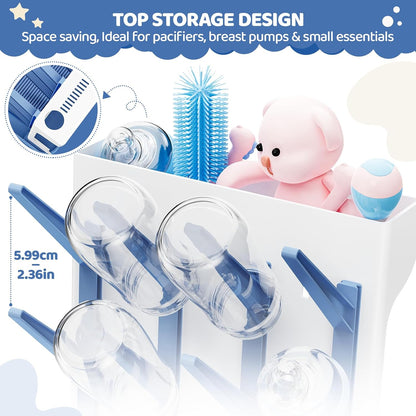 Baby Bottle Drying Rack, Space Saving Vertical Bottle Dryer Holder | Standing Bottle Drying Rack for Countertop Kitchen Organize Bottles, Brushes, Baby Accessories, Gray