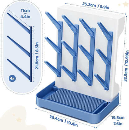 Baby Bottle Drying Rack, Space Saving Vertical Bottle Dryer Holder | Standing Bottle Drying Rack for Countertop Kitchen Organize Bottles, Brushes, Baby Accessories, Gray