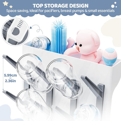 Baby Bottle Drying Rack, Space Saving Vertical Bottle Dryer Holder | Standing Bottle Drying Rack for Countertop Kitchen Organize Bottles, Brushes, Baby Accessories, Gray