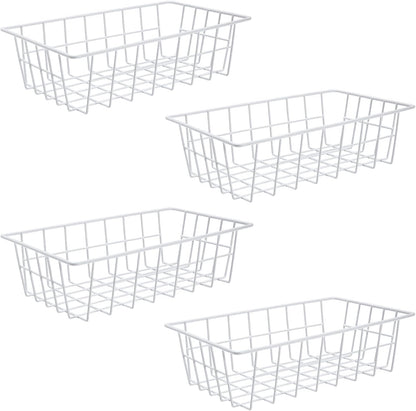 Freezer Organizer Bins Metal Wire Storage Baskets for Upright Refrigerator Chest Freezer, Kitchen Pantry Storage and Organization for Fruit Vegetable Soda Cans Toys and Snacks, Set of 4