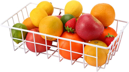 Freezer Organizer Bins Metal Wire Storage Baskets for Upright Refrigerator Chest Freezer, Kitchen Pantry Storage and Organization for Fruit Vegetable Soda Cans Toys and Snacks, Set of 4