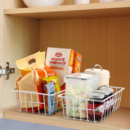 Freezer Organizer Bins Metal Wire Storage Baskets for Upright Refrigerator Chest Freezer, Kitchen Pantry Storage and Organization for Fruit Vegetable Soda Cans Toys and Snacks, Set of 4