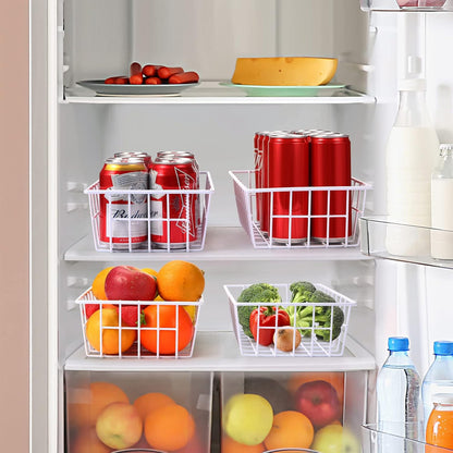 Freezer Organizer Bins Metal Wire Storage Baskets for Upright Refrigerator Chest Freezer, Kitchen Pantry Storage and Organization for Fruit Vegetable Soda Cans Toys and Snacks, Set of 4