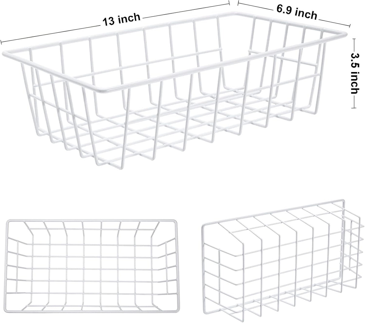 Freezer Organizer Bins Metal Wire Storage Baskets for Upright Refrigerator Chest Freezer, Kitchen Pantry Storage and Organization for Fruit Vegetable Soda Cans Toys and Snacks, Set of 4