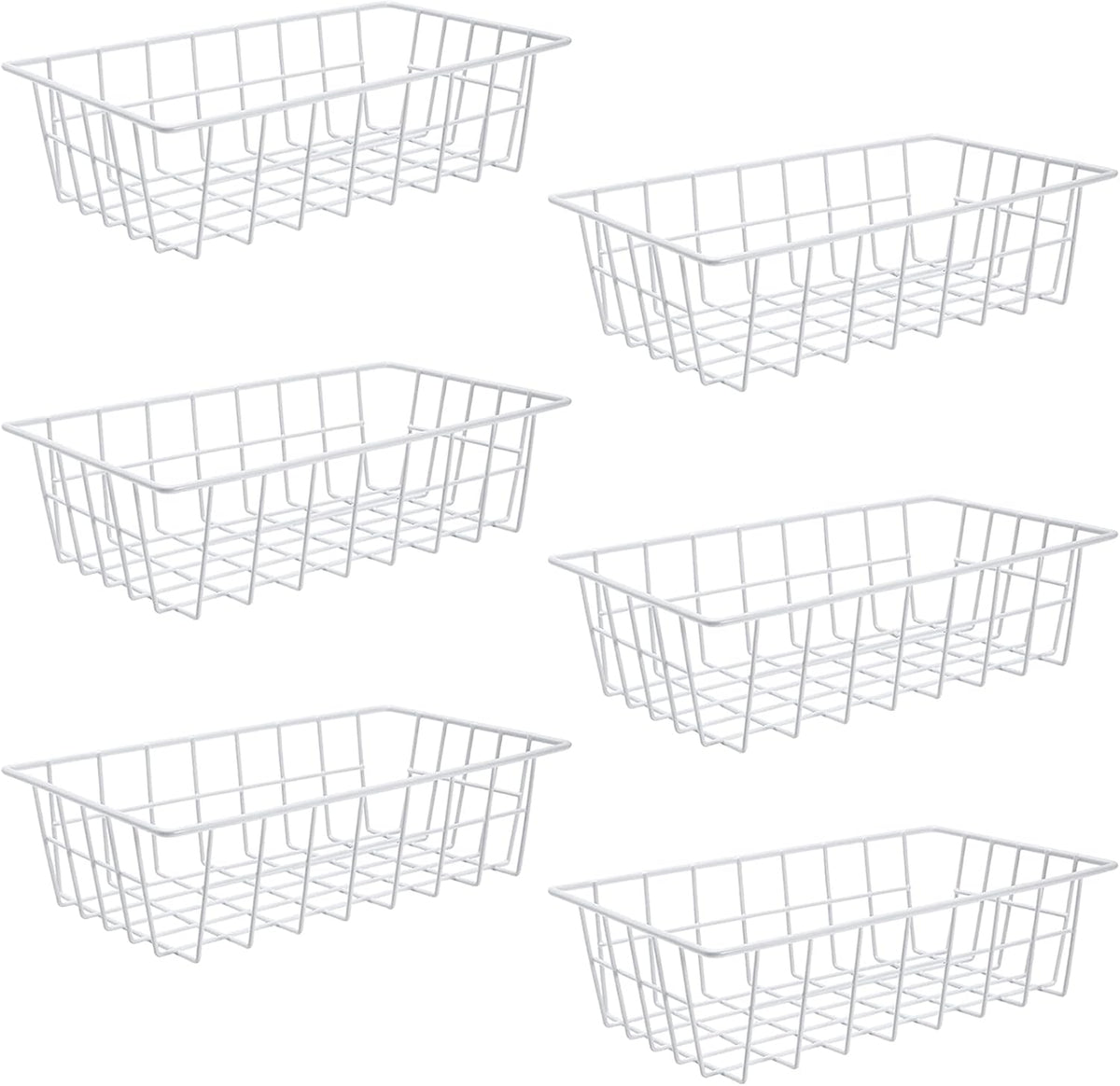 Freezer Organizer Bins Metal Wire Storage Baskets for Upright Refrigerator Chest Freezer, Kitchen Pantry Storage and Organization for Fruit Vegetable Soda Cans Toys and Snacks, Set of 4
