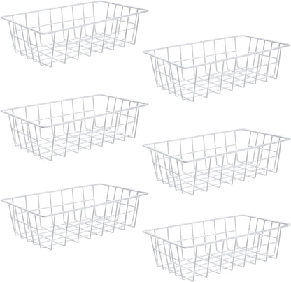 Freezer Organizer Bins Metal Wire Storage Baskets for Upright Refrigerator Chest Freezer, Kitchen Pantry Storage and Organization for Fruit Vegetable Soda Cans Toys and Snacks, Set of 4