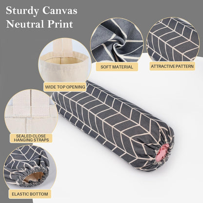 Plastic Bag Holder, Canvas Grocery Bag Holder Dispenser, Wall Mount Shopping Trash Bag Storage Organizer for Home Kitchen Camper RV Car