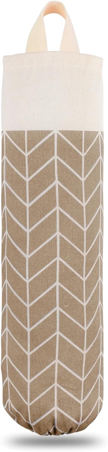 Plastic Bag Holder, Canvas Grocery Bag Holder Dispenser, Wall Mount Shopping Trash Bag Storage Organizer for Home Kitchen Camper RV Car
