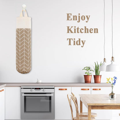 Plastic Bag Holder, Canvas Grocery Bag Holder Dispenser, Wall Mount Shopping Trash Bag Storage Organizer for Home Kitchen Camper RV Car