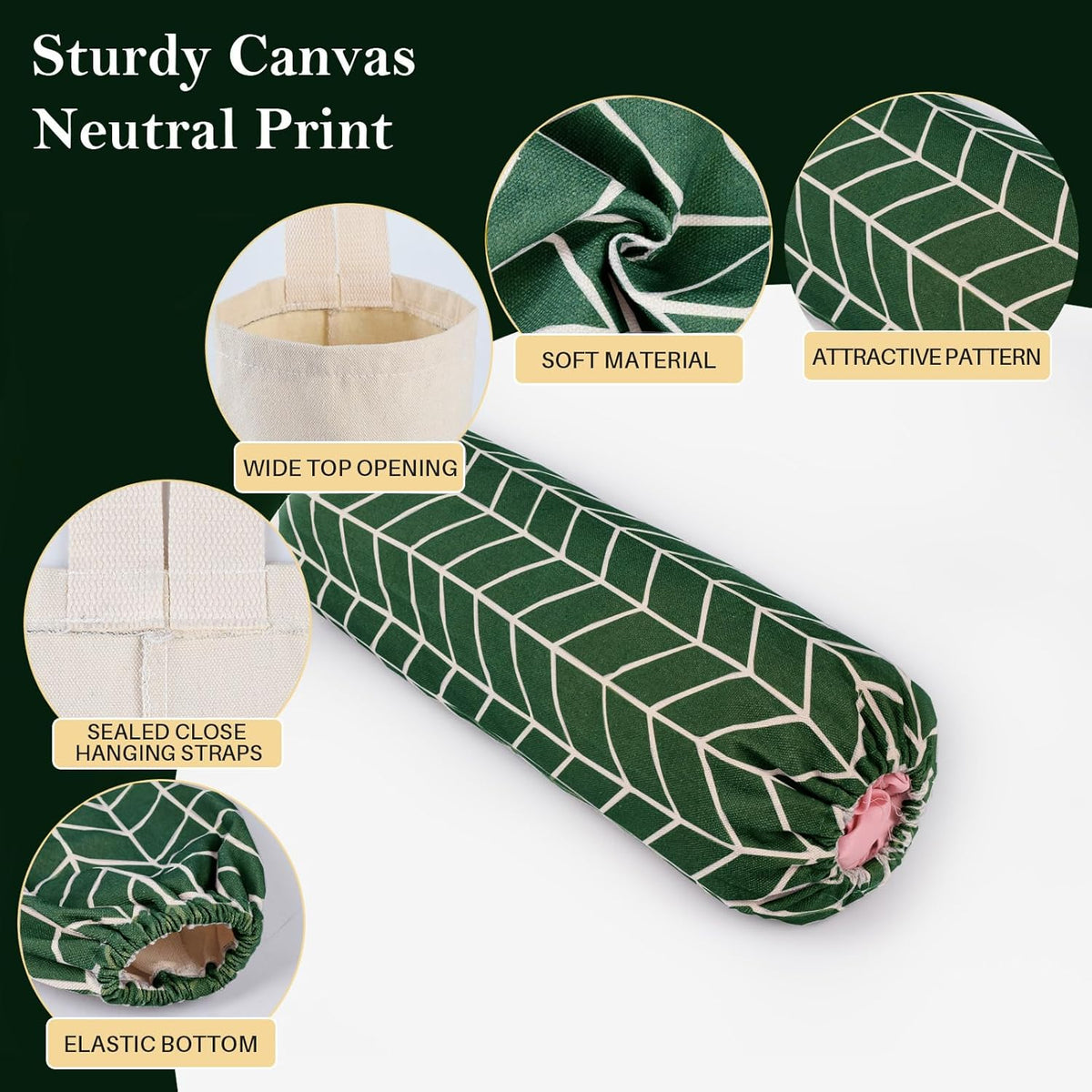 Plastic Bag Holder, Canvas Grocery Bag Holder Dispenser, Wall Mount Shopping Trash Bag Storage Organizer for Home Kitchen Camper RV Car