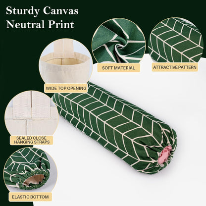 Plastic Bag Holder, Canvas Grocery Bag Holder Dispenser, Wall Mount Shopping Trash Bag Storage Organizer for Home Kitchen Camper RV Car