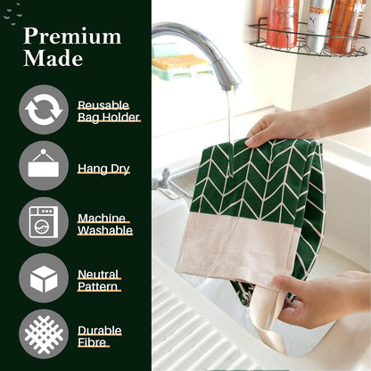 Plastic Bag Holder, Canvas Grocery Bag Holder Dispenser, Wall Mount Shopping Trash Bag Storage Organizer for Home Kitchen Camper RV Car