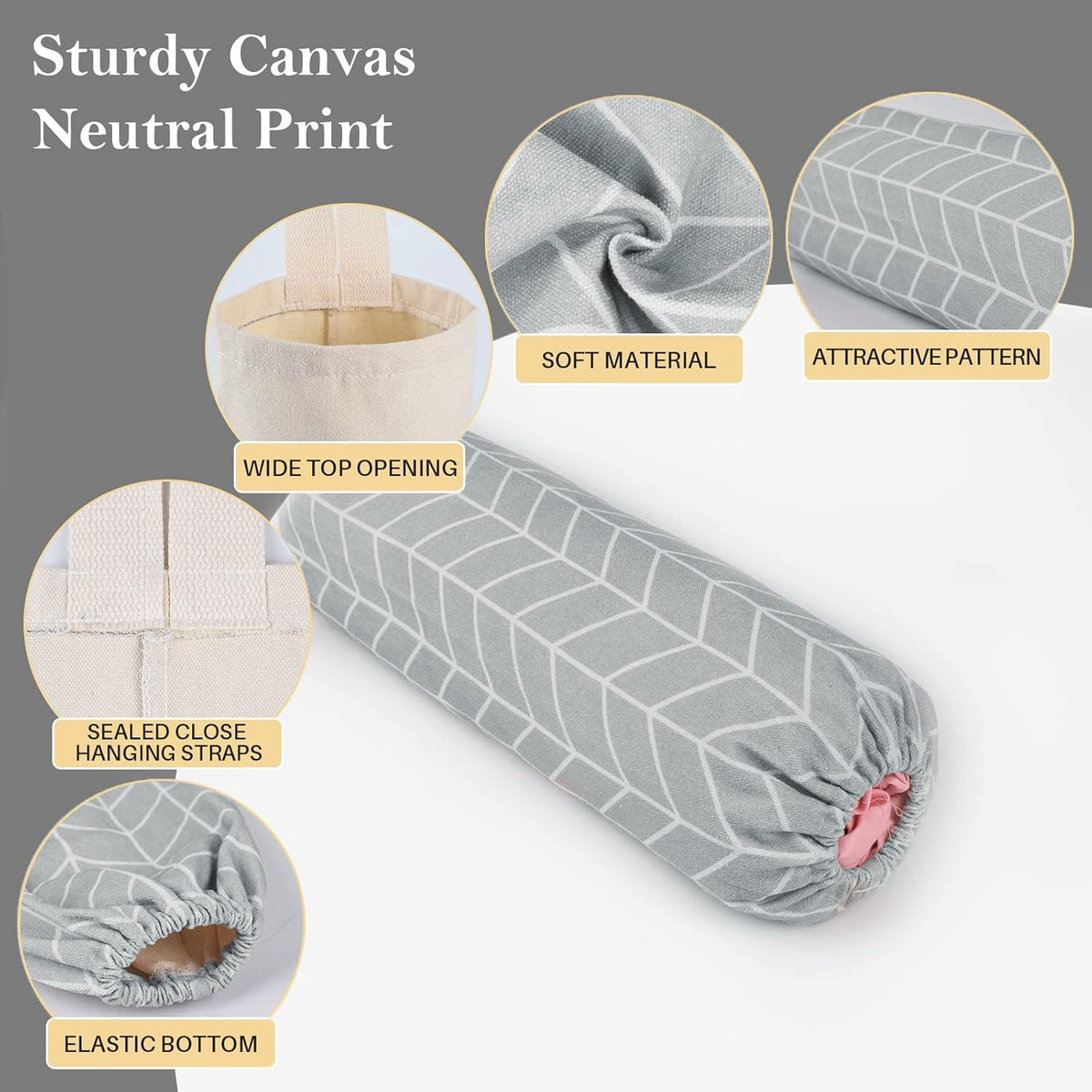 Plastic Bag Holder, Canvas Grocery Bag Holder Dispenser, Wall Mount Shopping Trash Bag Storage Organizer for Home Kitchen Camper RV Car