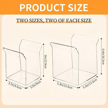 4 Pack Acrylic Bag Holder for Food Prep Bag 2 Sizes Clear Baggy Rack Holder Food Storage Baggy Stand for Filling Make Prep Freezer Meals Hands-free to Pour Leftovers, Quart & Gallon Sizes