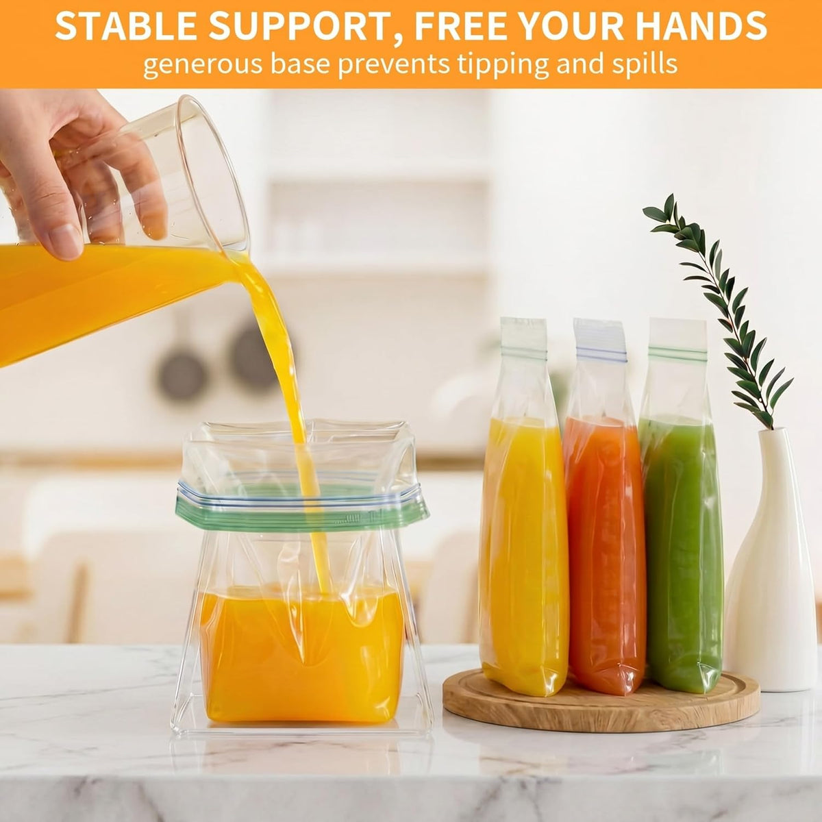 4 Pack Acrylic Bag Holder for Food Prep Bag 2 Sizes Clear Baggy Rack Holder Food Storage Baggy Stand for Filling Make Prep Freezer Meals Hands-free to Pour Leftovers, Quart & Gallon Sizes