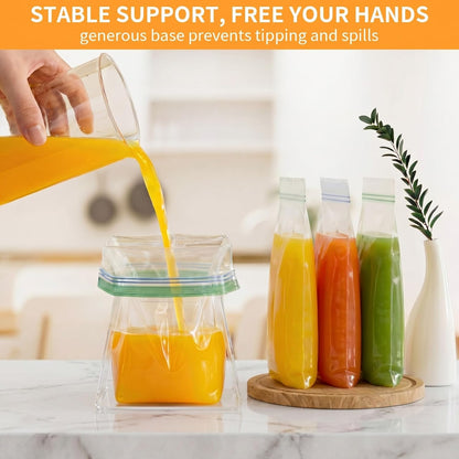 4 Pack Acrylic Bag Holder for Food Prep Bag 2 Sizes Clear Baggy Rack Holder Food Storage Baggy Stand for Filling Make Prep Freezer Meals Hands-free to Pour Leftovers, Quart & Gallon Sizes