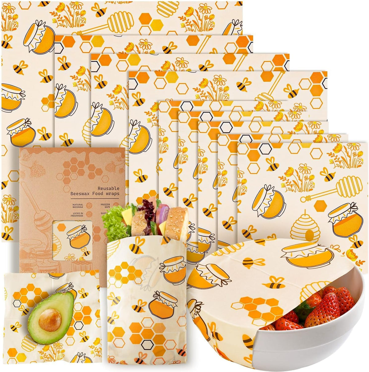 Beeswax Wraps for Food – Reusable Beeswax Bread Bag & Sandwich Wrap