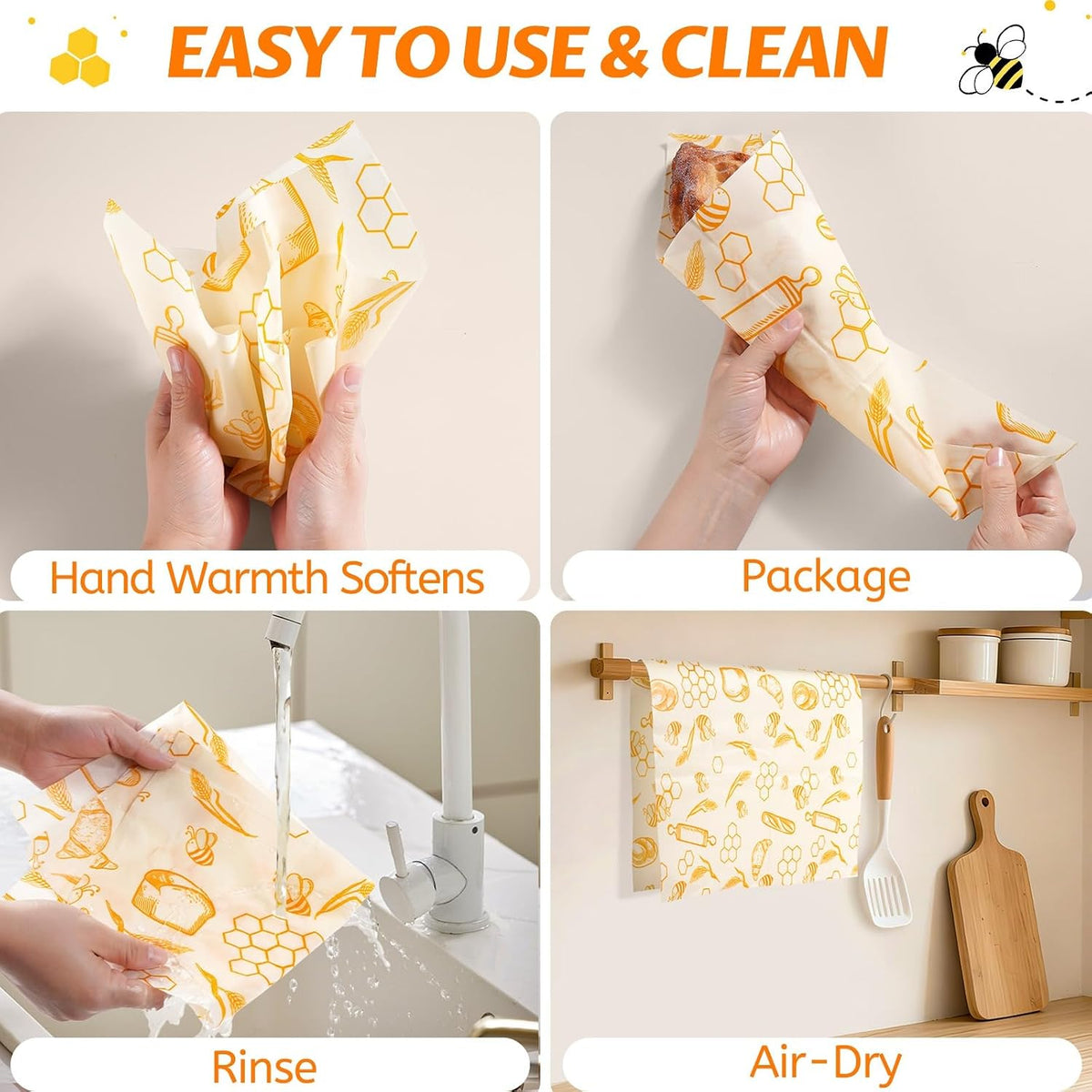 Beeswax Wraps for Food – Reusable Beeswax Bread Bag & Sandwich Wrap