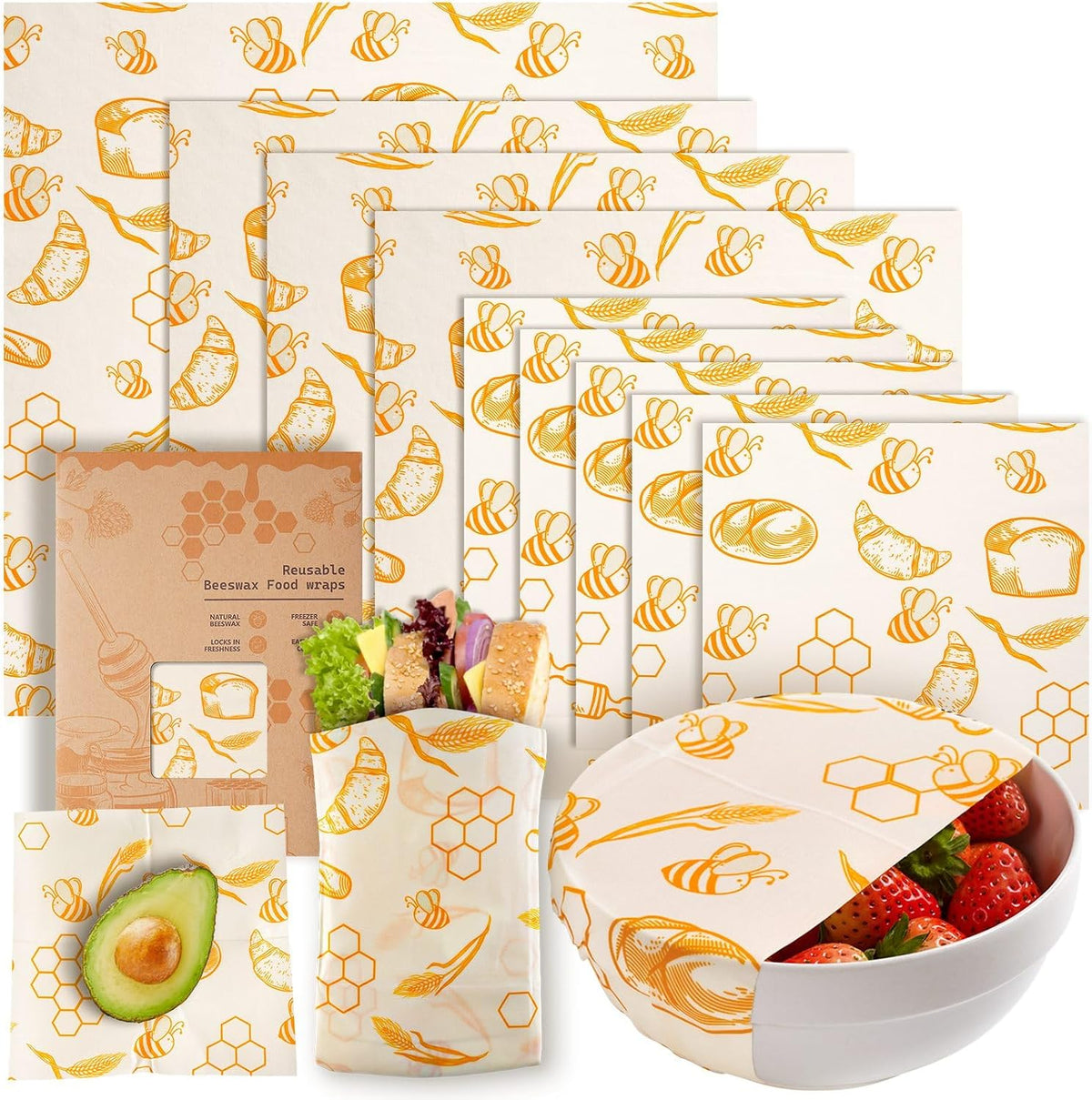 Beeswax Wraps for Food – Reusable Beeswax Bread Bag & Sandwich Wrap