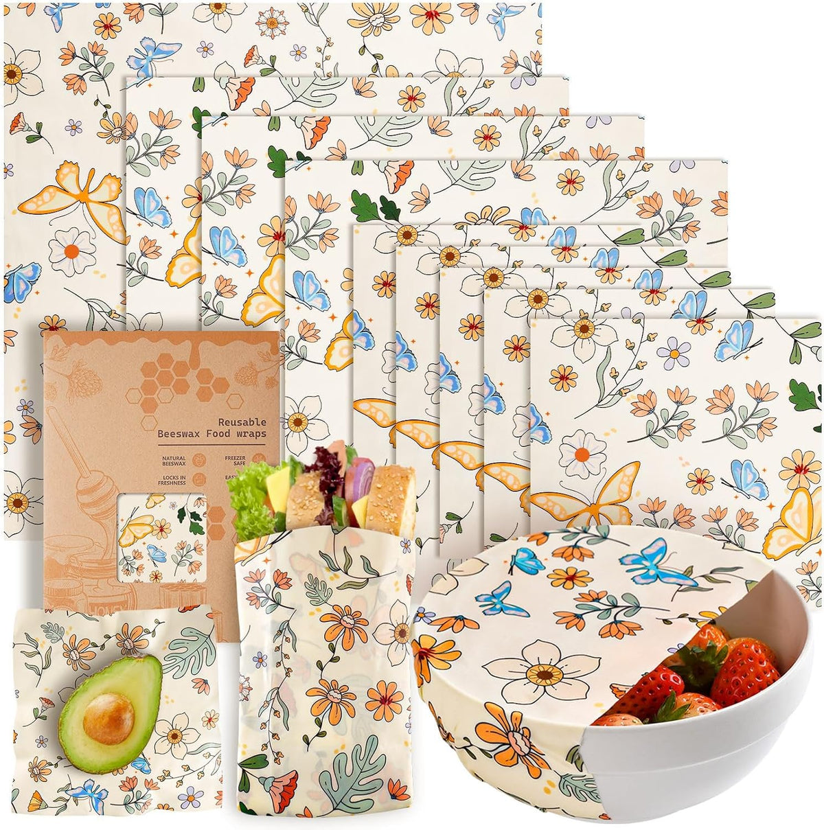 Beeswax Wraps for Food – Reusable Beeswax Bread Bag & Sandwich Wrap