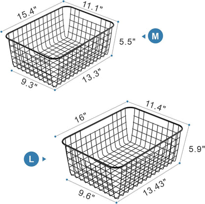 Freezer Organizer Bins - For 16 Cu Ft Upright Freezer, White | Wire Baskets 3 Large & 3 Medium Sizes, Slide-Out for Easy Access, Prevent Food Falling Out, Keep Stand-Up Freezer Organized