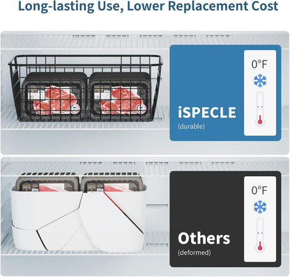 Freezer Organizer Bins - For 16 Cu Ft Upright Freezer, White | Wire Baskets 3 Large & 3 Medium Sizes, Slide-Out for Easy Access, Prevent Food Falling Out, Keep Stand-Up Freezer Organized