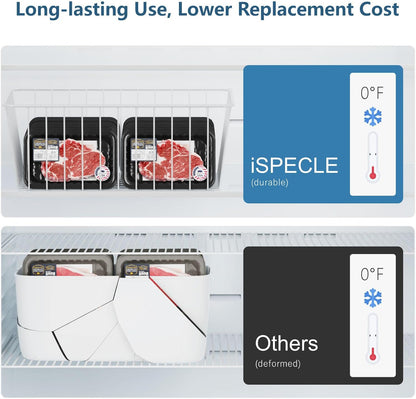 Freezer Organizer Bins - For 16 Cu Ft Upright Freezer, White | Wire Baskets 3 Large & 3 Medium Sizes, Slide-Out for Easy Access, Prevent Food Falling Out, Keep Stand-Up Freezer Organized