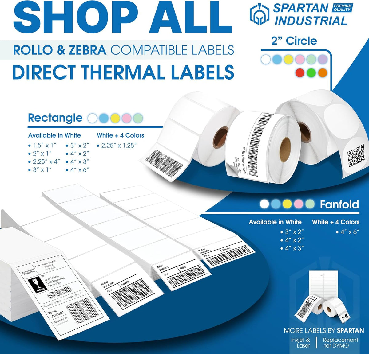 4" X 2" Direct Thermal Fanfold Labels (1500 Count, 1 Stack)