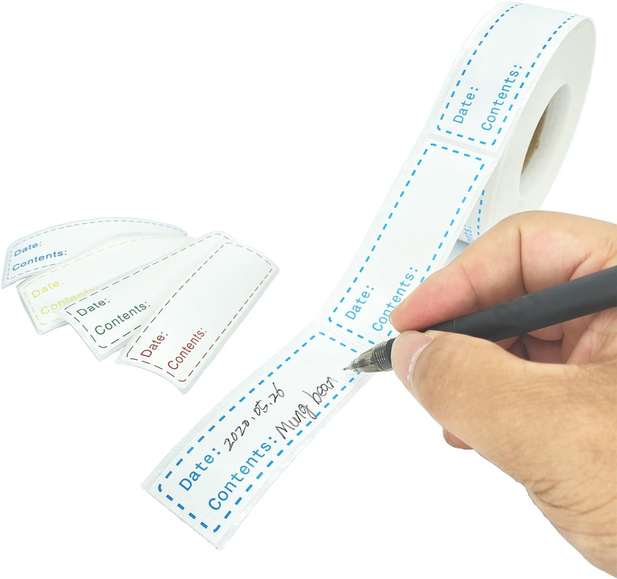 Removable Freezer Labels,1 x 3 Inch Food Storage Stickers,Self-Adhesive Date Labels-Waterproof Oil-Resistant Easy Clean Leaves no Residue,4 Color Labels 3 Rolls