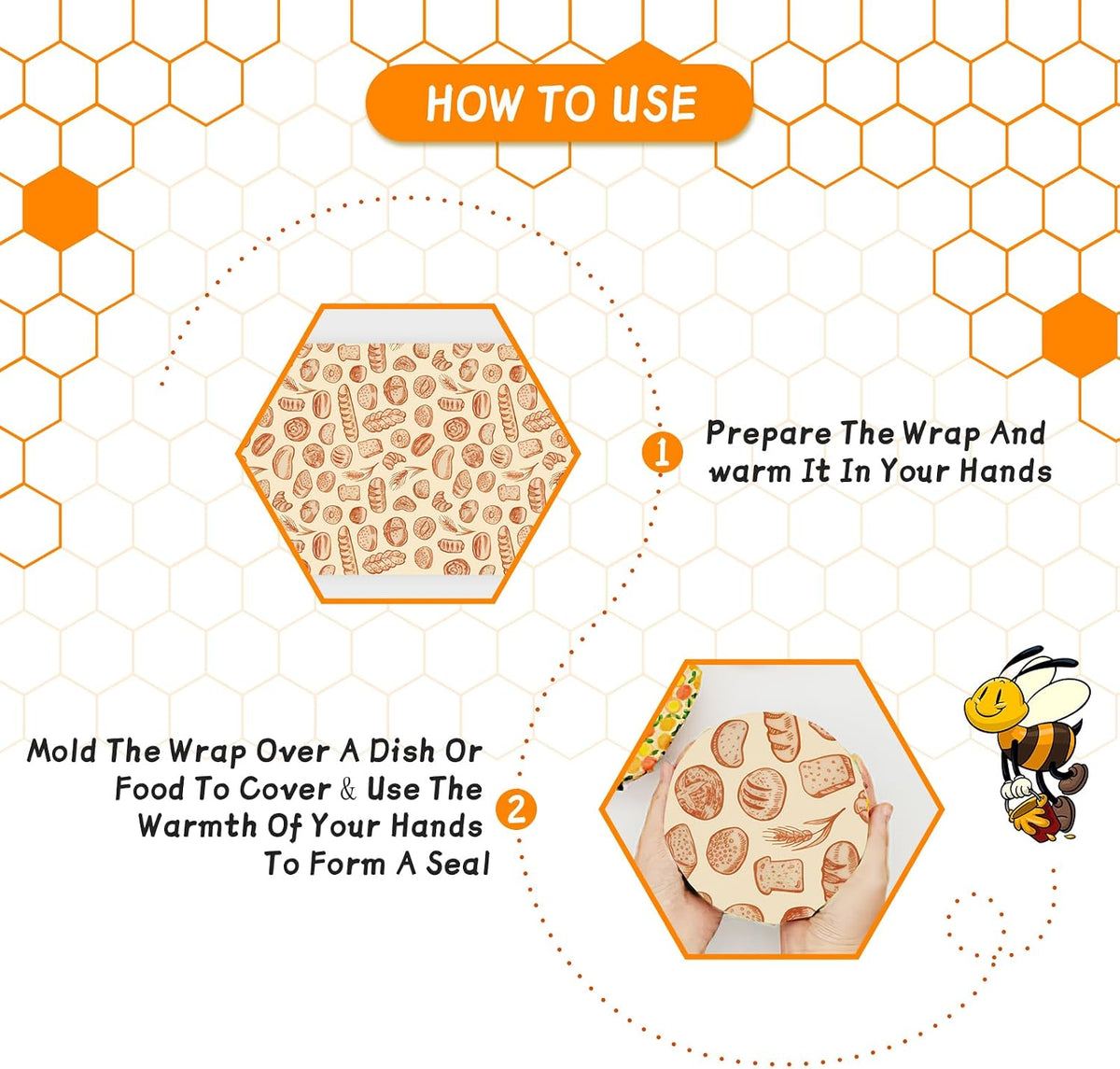 Beeswax Wraps for Food Roll(13x39inch), Organic Beeswax Wrap Beeswax Food Wraps Reusable Food Wrap Sustainable Beeswax Paper Beeswax Sandwich Wrap Beeswax Storage Cloth (Bees)