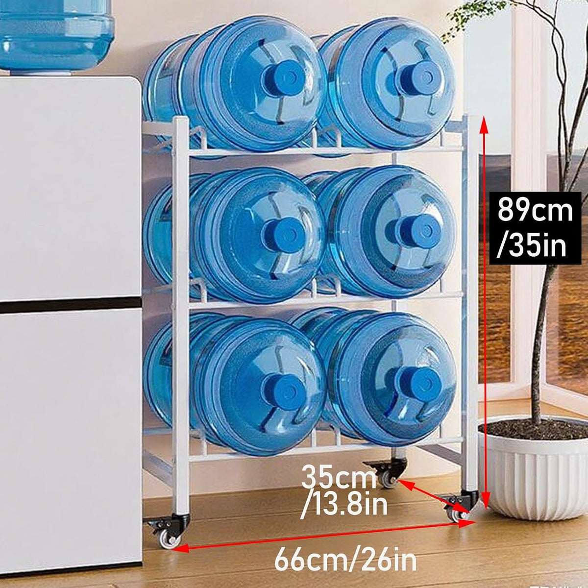 Heavy Duty 5 Gallon Water Bottle Holder Dispenser Stand, Separated 2/3/4/6/8/9/12-tier Stackable Water Jug Storage, Upright Drink Cooler Caddy(4 Tray -1 * 4)