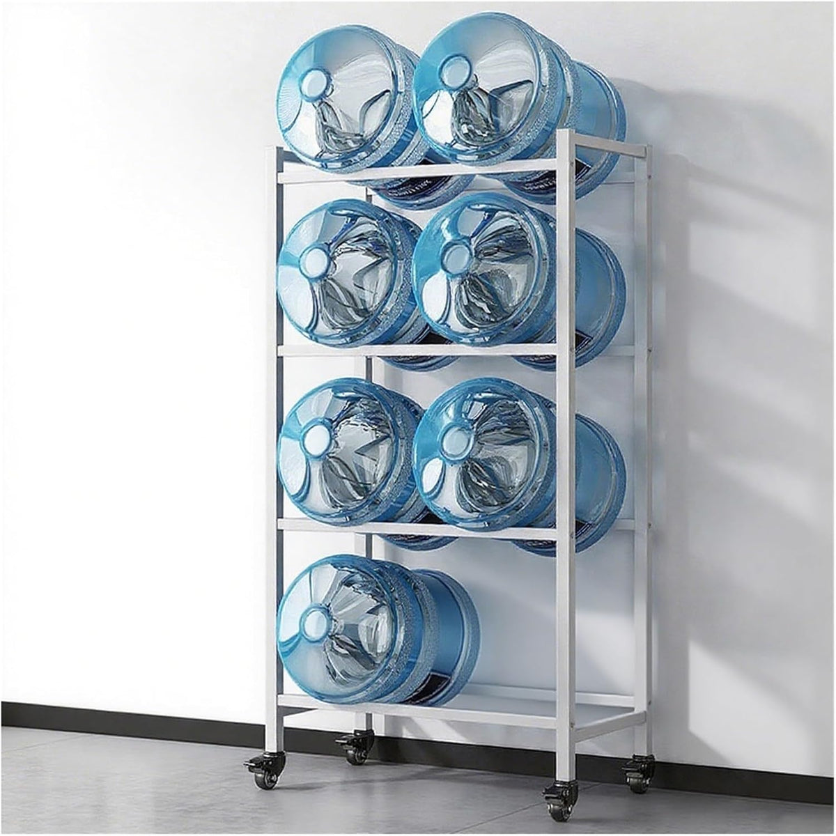 Heavy Duty 5 Gallon Water Bottle Holder Dispenser Stand, Separated 2/3/4/6/8/9/12-tier Stackable Water Jug Storage, Upright Drink Cooler Caddy(4 Tray -1 * 4)
