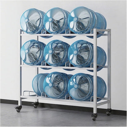 Heavy Duty 5 Gallon Water Bottle Holder Dispenser Stand, Separated 2/3/4/6/8/9/12-tier Stackable Water Jug Storage, Upright Drink Cooler Caddy(4 Tray -1 * 4)