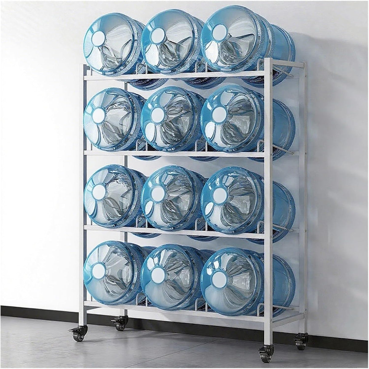 Heavy Duty 5 Gallon Water Bottle Holder Dispenser Stand, Separated 2/3/4/6/8/9/12-tier Stackable Water Jug Storage, Upright Drink Cooler Caddy(4 Tray -1 * 4)