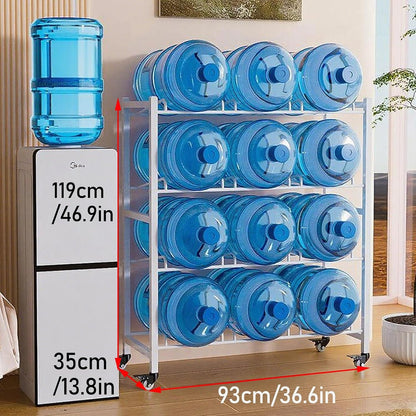 Heavy Duty 5 Gallon Water Bottle Holder Dispenser Stand, Separated 2/3/4/6/8/9/12-tier Stackable Water Jug Storage, Upright Drink Cooler Caddy(4 Tray -1 * 4)