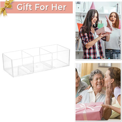 Tea Bag Organizer Holds 60 Bags, 3 Compartments Clear Acrylic, Wall Mount or Countertop Tea Bag Holder for Cabinet Door, Kitchen Pantry and Desk Storage, Tea Caddy with Adhesive Hooks