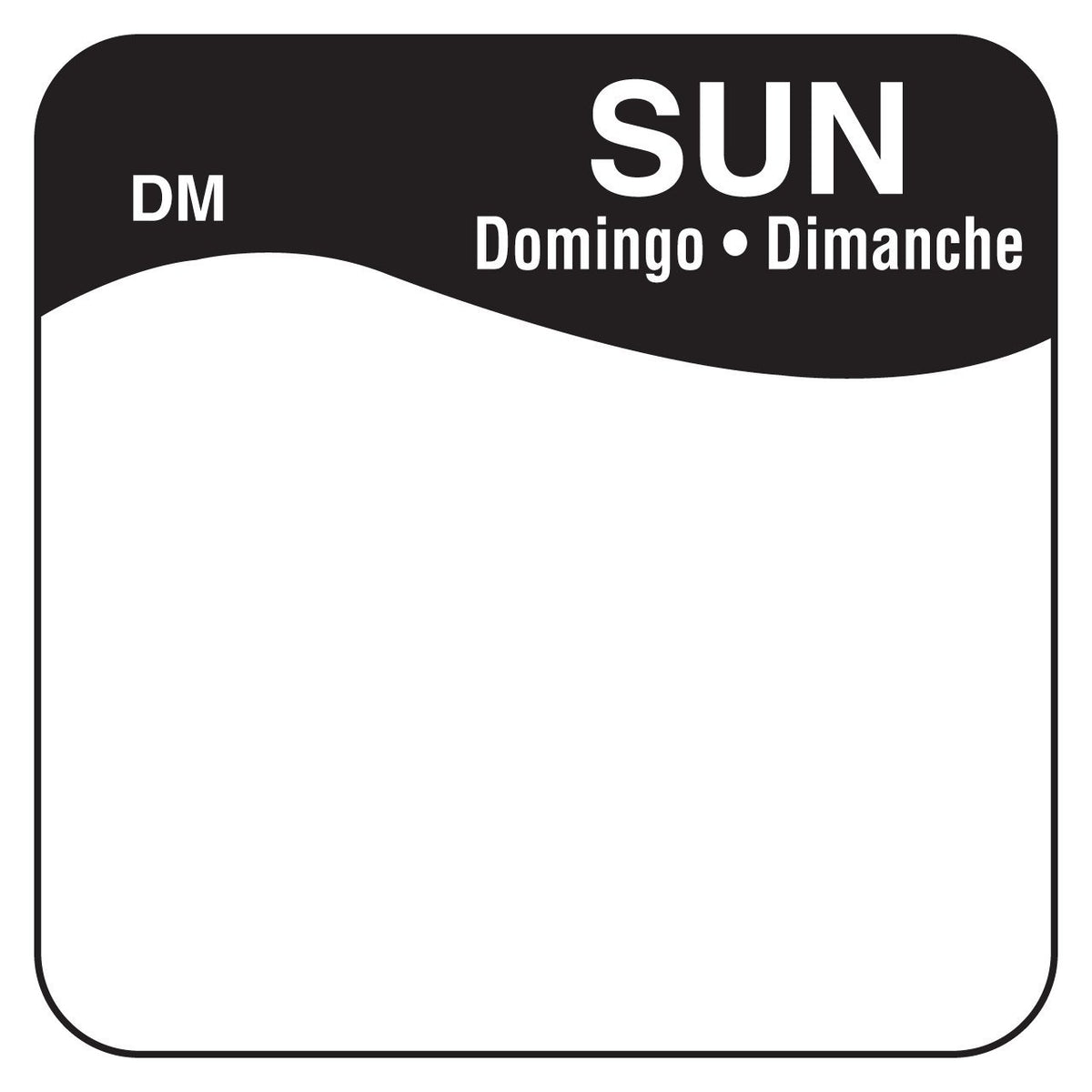 DissolveMark IT110072-7-SUN Day of the Week 1" x 1" Dissolvable Label, Sun, Black, Roll of 500