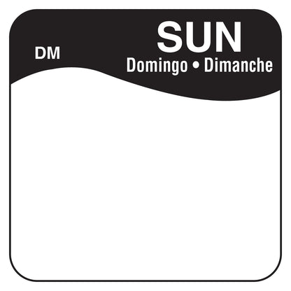 DissolveMark IT110072-7-SUN Day of the Week 1" x 1" Dissolvable Label, Sun, Black, Roll of 500