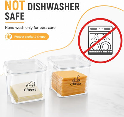 2 Pack Cheese Container for Refrigerator Airtight Creamer Container with and Lid Cream Cheese Sliced Cheese Box Cheese Saver for Fridge Keeper Cream Block Shredded Cheese Storage Box Clear