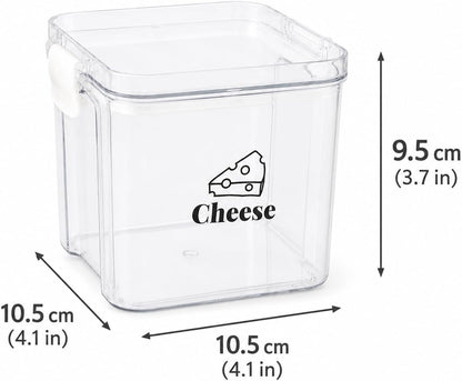 2 Pack Cheese Container for Refrigerator Airtight Creamer Container with and Lid Cream Cheese Sliced Cheese Box Cheese Saver for Fridge Keeper Cream Block Shredded Cheese Storage Box Clear
