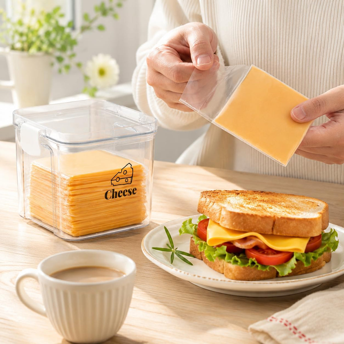 2 Pack Cheese Container for Refrigerator Airtight Creamer Container with and Lid Cream Cheese Sliced Cheese Box Cheese Saver for Fridge Keeper Cream Block Shredded Cheese Storage Box Clear