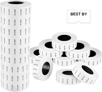 10 Rolls Best by Labels for Price Gun Expiration Date Pantry Labels Bulk 10, 000 Blank Price and Date Gun Label for Containers, Kitchen Stickers for Food Freshness